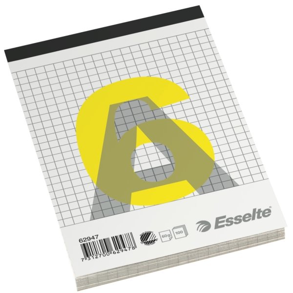 Esselte Standardblok A6, kvadreret, med stub