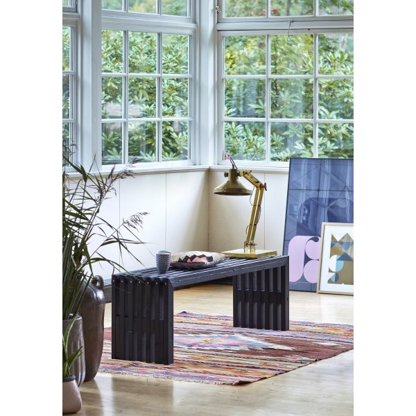 Plus Rustik Trallebænk, Sort, L 138 cm