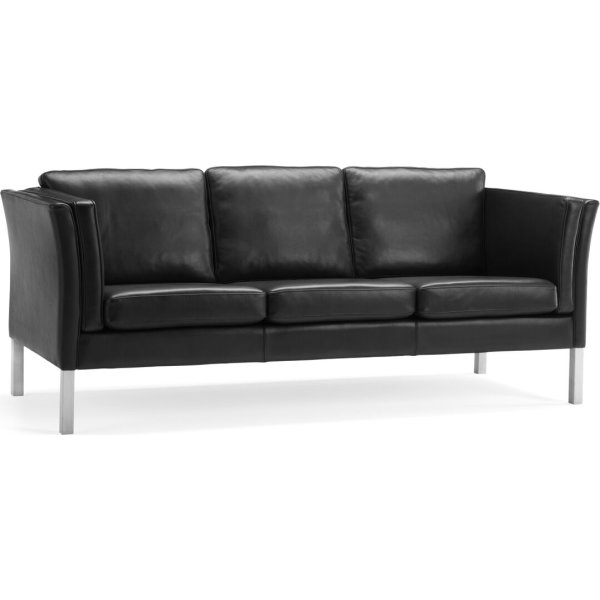 Oslo Sofa 3 pers, Sort læder, L 206 cm