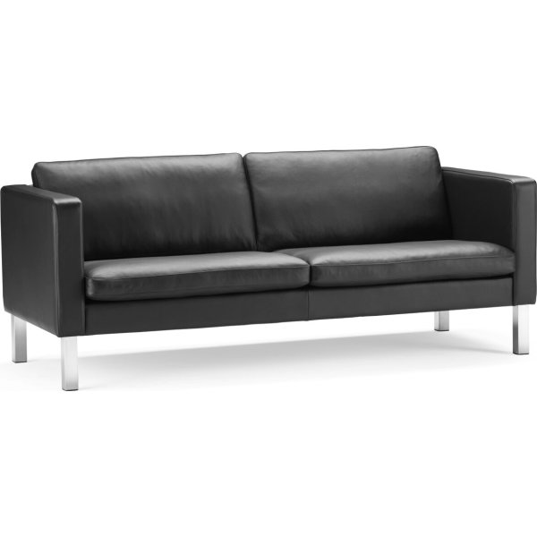 Base Sofa 3 pers, Sort læder, L 231 cm