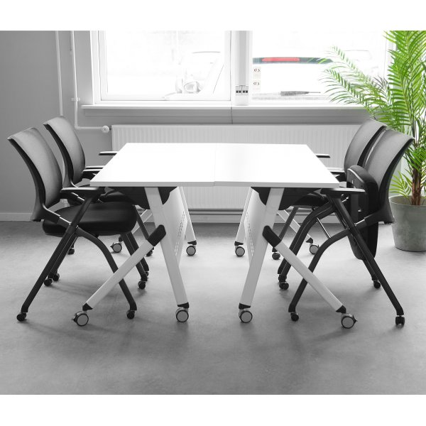 Flip-top bord 140x60 cm, Hvid