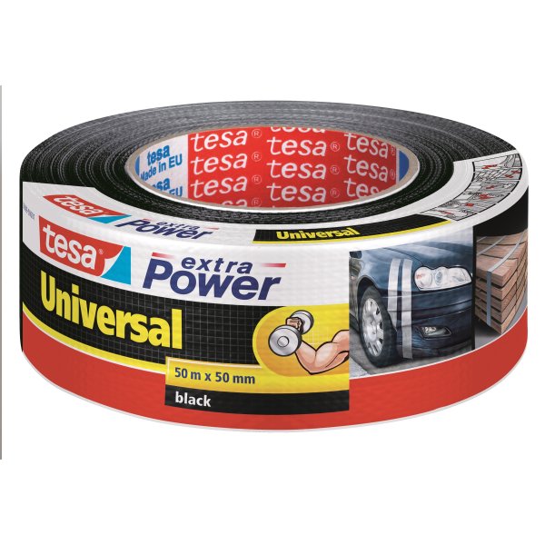 tesa Extra Power Lærredstape, 50 mm, sort