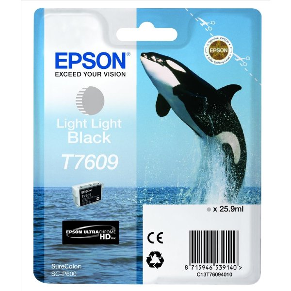 Epson T7609 blækpatron, Lys Sort, 25.9ml