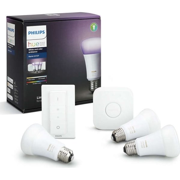 Philips HUE E27 "atmosfærelys" sampak, hvid+farvet