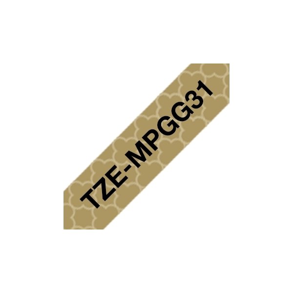 Brother TZe-MPGG31 labeltape 12mm, sort på guld
