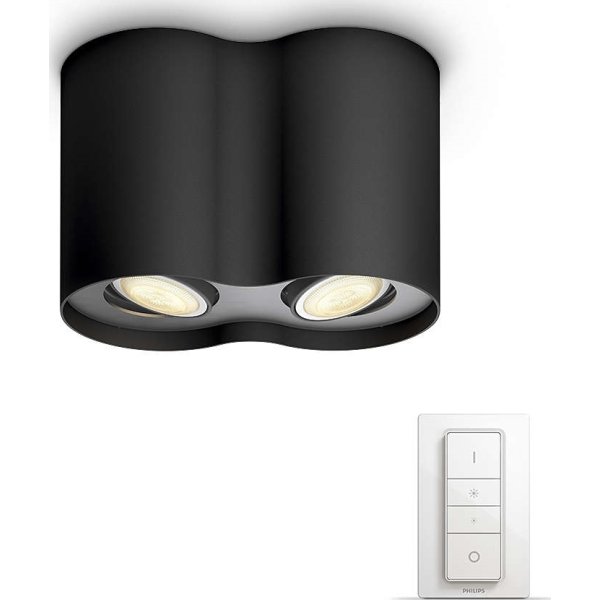 Philips HUE Pillar GU10 2x spotlys, sort + kontakt