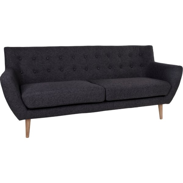 Jupiter 3 personers sofa, mørkegrå m. træben
