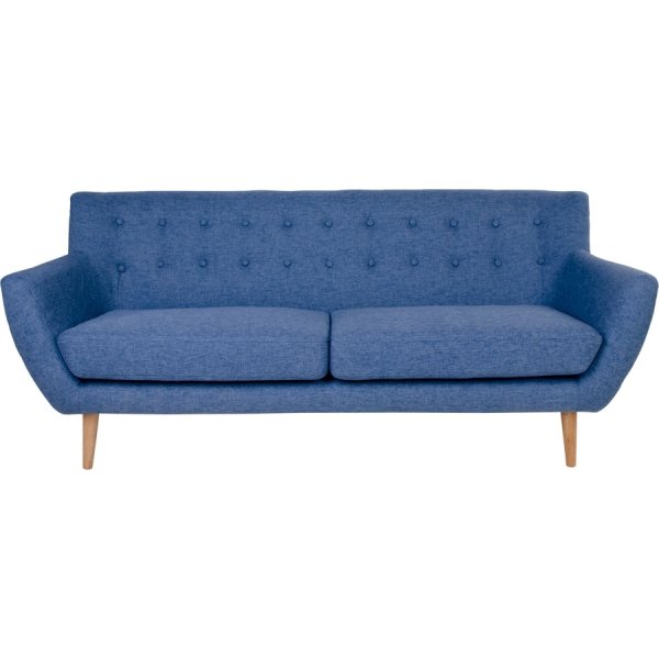 Jupiter 3 personers sofa, blå m. træben