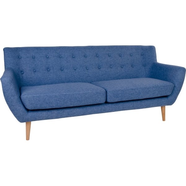 Jupiter 3 personers sofa, blå m. træben