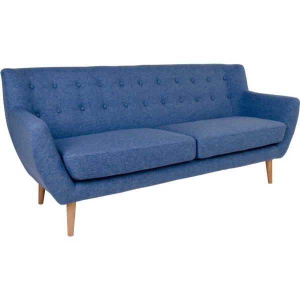 Jupiter 3 personers sofa, blå m. træben