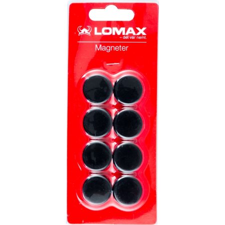 Runde whiteboard magneter, 8 stk, 2 cm, sort
