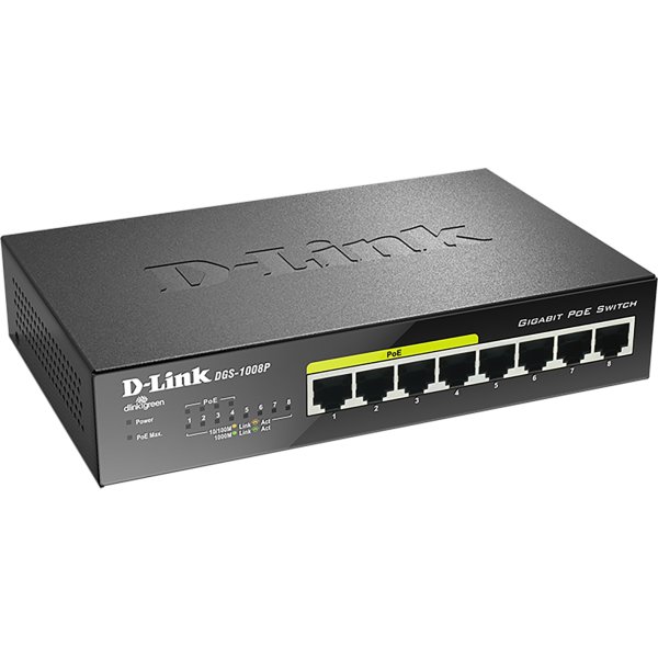 D-Link DGS-1008P Switch, 8 ports