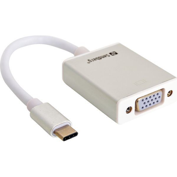 Sandberg USB-C til VGA, hvid