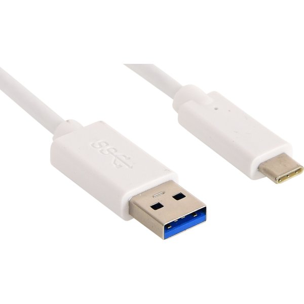 Sandberg USB-C 3.1 til USB-A 3.0 kabel, hvid (1m)