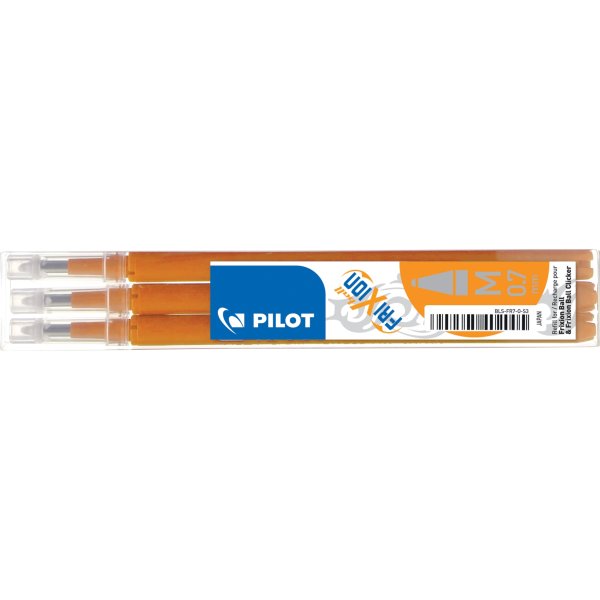 Refill til Pilot Frixion Clicker, orange, 3 stk.