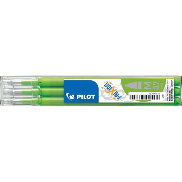 Refill til Pilot Frixion Clicker, lysegrøn, 3 stk.