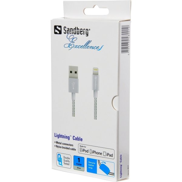 Sandberg Lightning Excellence kabel, sølv (1 m)