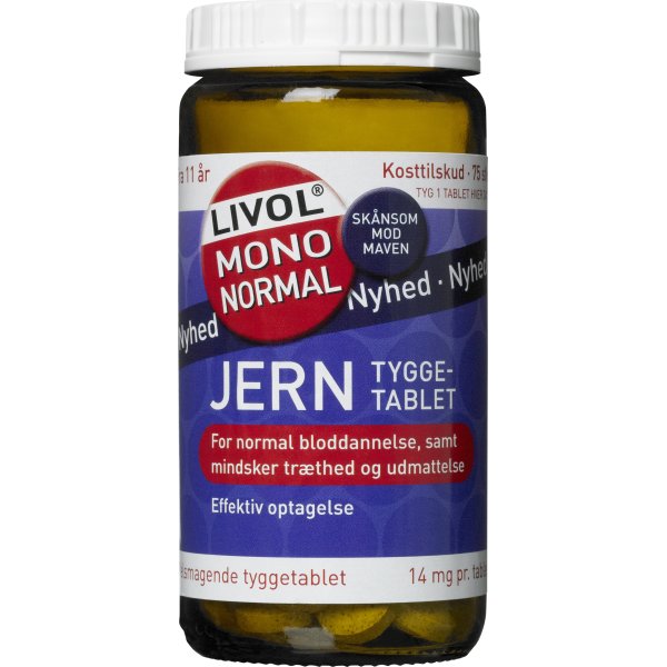 Livol Jern tyggetabl., 75 stk