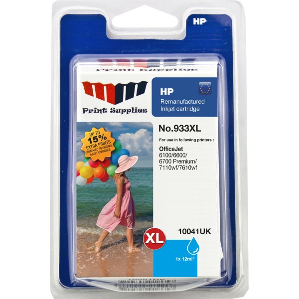 MM 933XL/CN054AE kompatibe HP blækpatron, blå