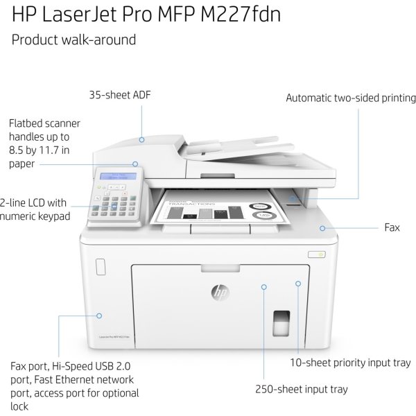 HP LaserJet Pro MFP M227fdn mono printer