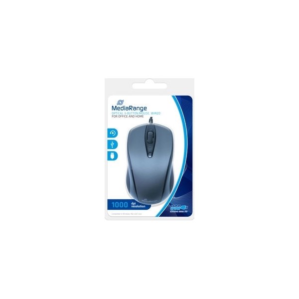 MediaRange Optical mus, 3 knapper, sort