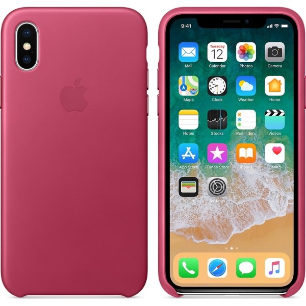 Apple iPhone X Leather Case, Pink