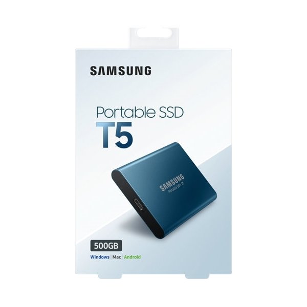 Samsung T5 ekstern SSD harddisk 500GB, blå