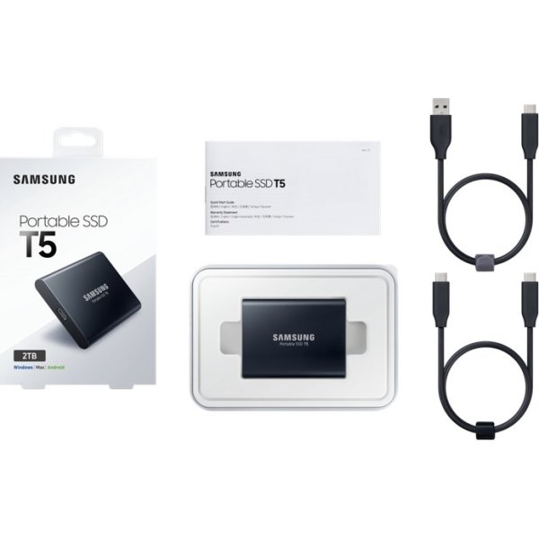 Samsung T5 ekstern SSD harddisk 2TB, sort