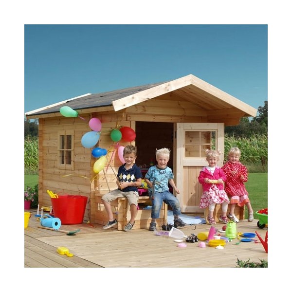 PLUS legehus m/terrasse ubeh. nåletræ 134x134+58cm
