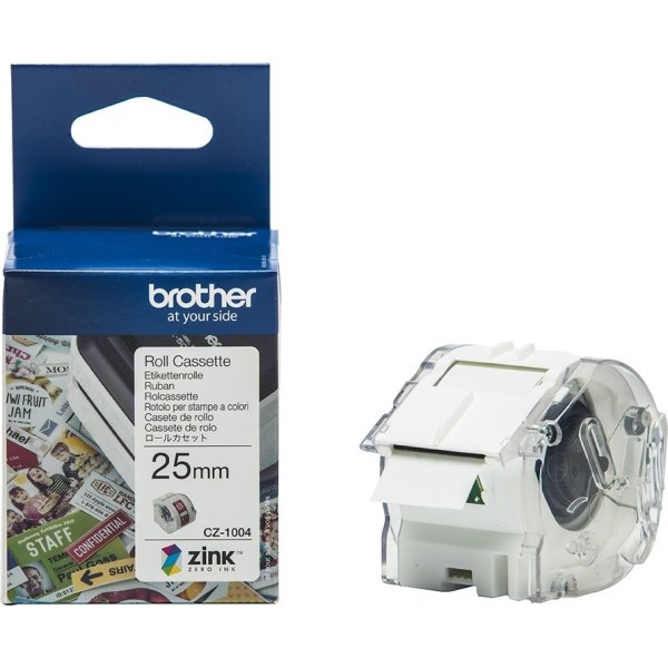 Brother CZ-farvelabeltape, 25mm x 5m, hvid