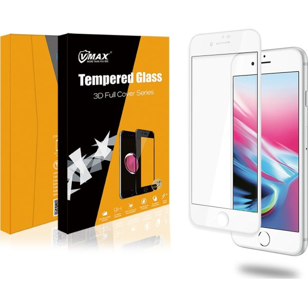 VMax 3D skærmbeskyttelse iPhone 6/6s/7/8Plus, hvid