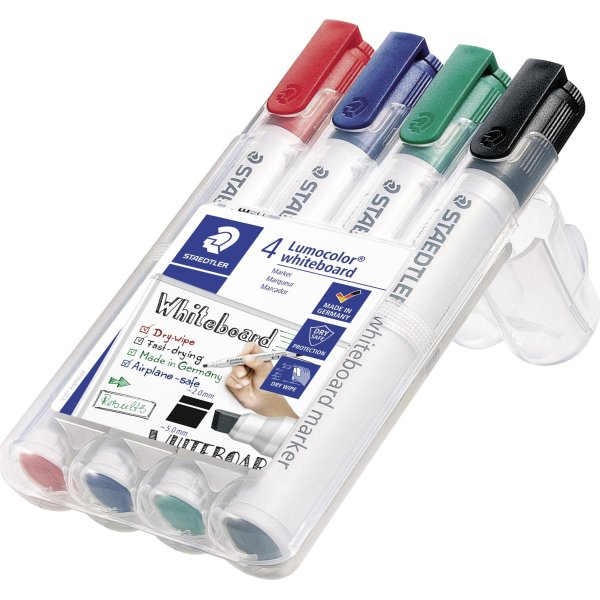 Staedtler Lumocolor whiteboardmarker skrå, 4 ass.