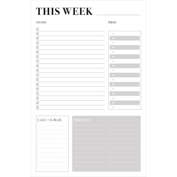 Mayland Weekly Plan, to-do liste, 150x230 mm, grå