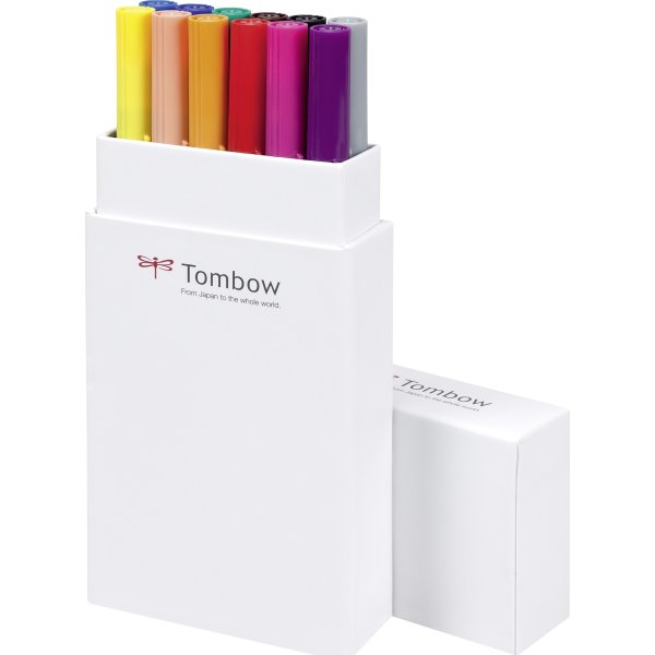 Tombow ABT Dual Pensel/Tousch, basisfarver, 12 stk