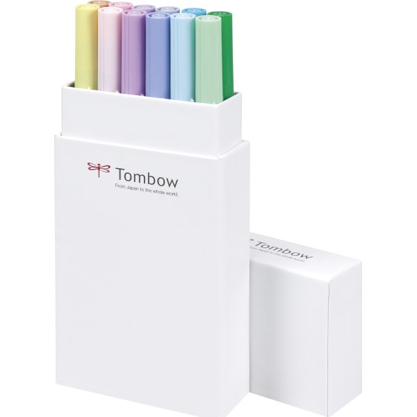Tombow ABT Dual Pensel/Tousch, pastelfarver, 12stk