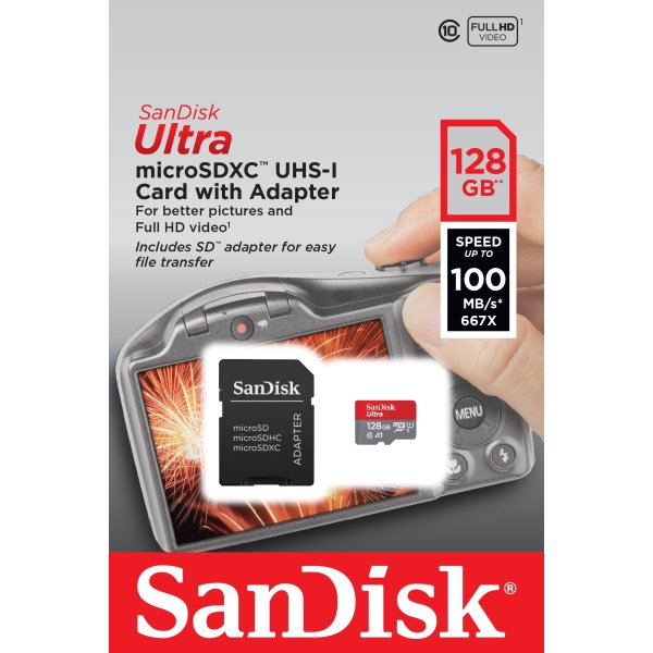 SanDisk Ultra MicroSDXC UHS-I hukom.kort, 128GB