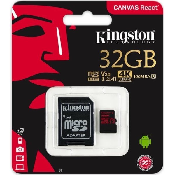KINGSTON Canvas React 32GB microSDHC hukom.kort