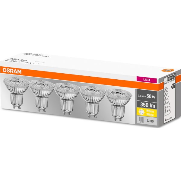 Osram LED Spotpære GU10, 3,6W=50W 5-pak