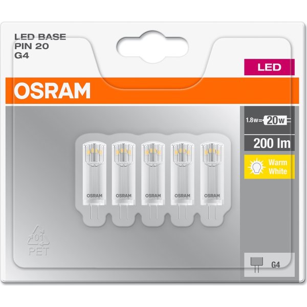 Osram LED Specialpære G4, 1,8W=20W 5-pak