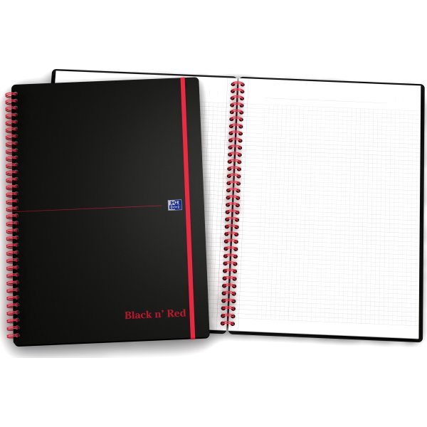 Oxford Black n'Red Notesbog A4, kvadreret