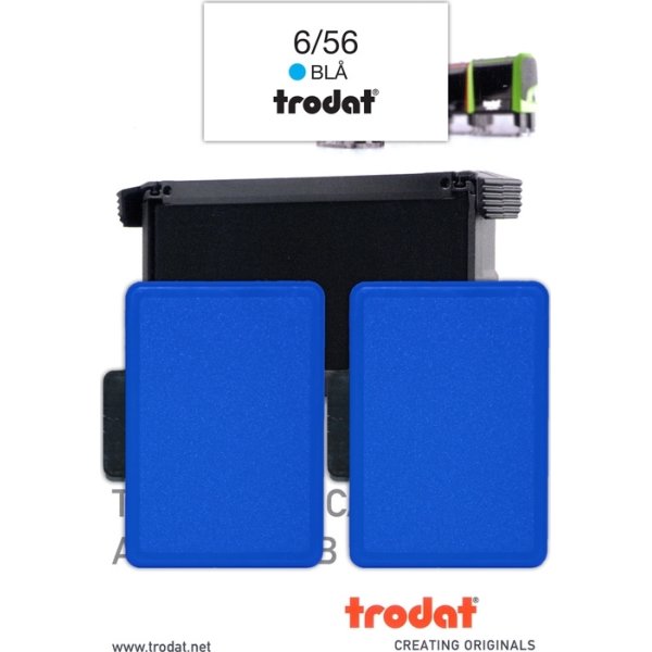 Stempelpude Trodat 6/56, 2 stk. blå