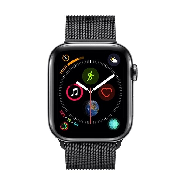 Apple Watch Series 4 Cellular, 44mm, sort, stålrem
