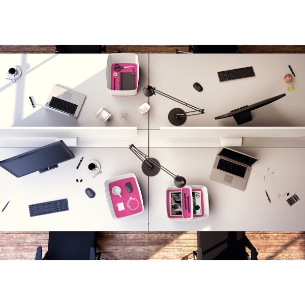 Leitz MyBox Opbevaringsbakke Long, hvid/pink