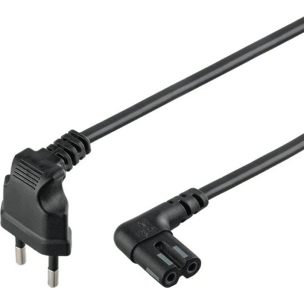 Qnect strømkabel euro til 2-pin C7, 2m, sort