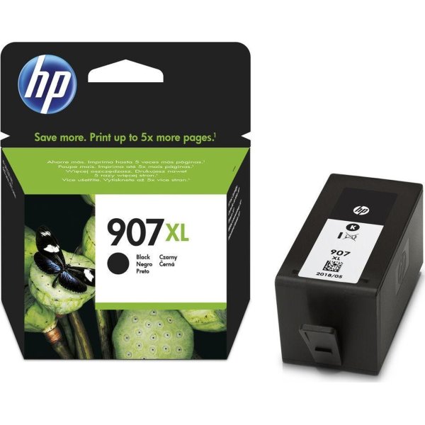 HP no.907XL/T6M19AE blæk, blister, sort, 1.500s