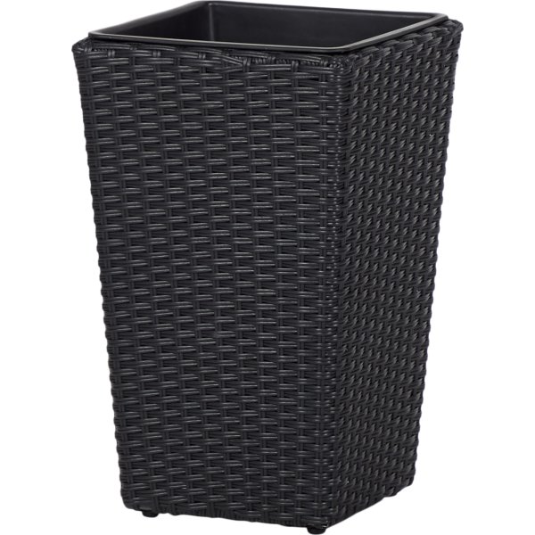 Josefine blomsterkrukke i sort polyrattan, H50 cm