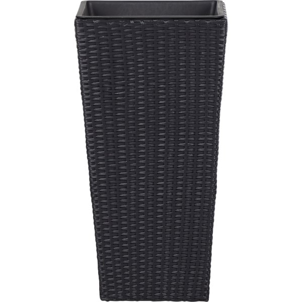 Josefine blomsterkrukke i sort polyrattan, H70 cm