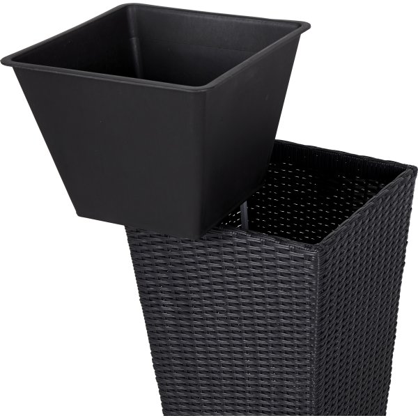 Josefine blomsterkrukke i sort polyrattan, H70 cm