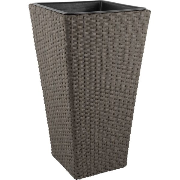 Josefine blomsterkrukke i brun polyrattan, H70 cm