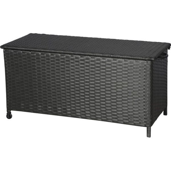 Victor hyndeboks i sort polyrattan, inkl. hjul